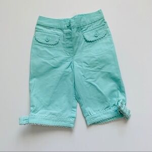 Gymboree Candy Apple sz 18-24 Girls Capri Pants Turquoise Scalloped Casual New